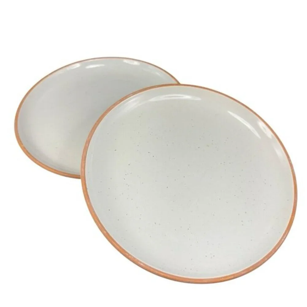 Mora Ceramics Hit Pause Claymens‎ Ceramic Dish Plate Set 2 Plates Dishes 8inch